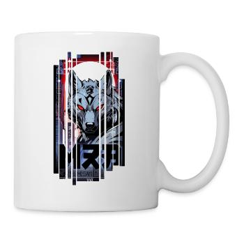 Silberner Wolf Cyborg Geometrisch - Tasse - Weiß - Rechts