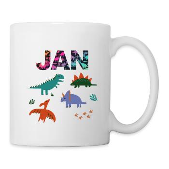 JAN - Beautiful boy name with dinosaur - Mug - white - Right