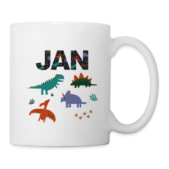 JAN - Beautiful boy name with dinosaur - Mug - white - Right