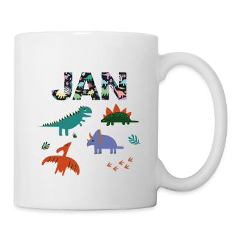 JAN - Beautiful boy name with dinosaur - Mug - white - Right