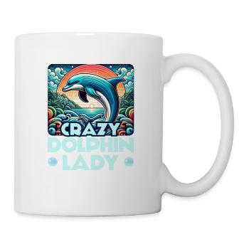 Crazy Dolphin Lady Marine Biology Beach Vacation - Mug - white - Right