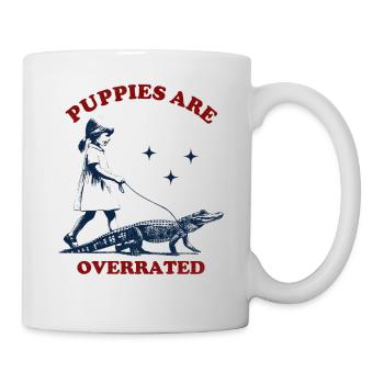 Puppies are Overrated - Girl Walking an Alligator - Mug - white - Right