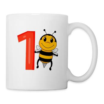 1 an - Inscription à l’école - Motif abeille - Numéro 1 - Mug blanc - blanc - Droite