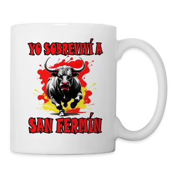 Ich habe San Fermín überlebt. Pamplona. Spanien - Tasse - Weiß - Rechts