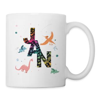 JAN - Beautiful boy name with dinosaur - Mug - white - Right