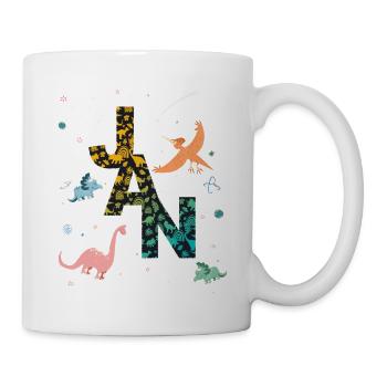 JAN - Beautiful boy name with dinosaur - Mug - white - Right