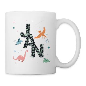 JAN - Beautiful boy name with dinosaur - Mug - white - Right