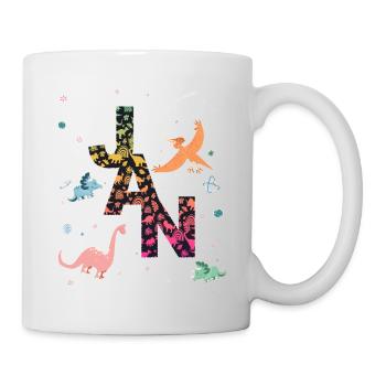 JAN - Beautiful boy name with dinosaur - Mug - white - Right