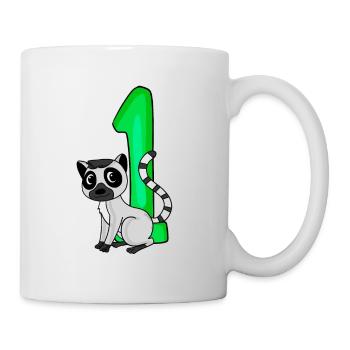 1 an - Inscription à l’école - Motif lémur - Numéro 1 - Mug blanc - blanc - Droite