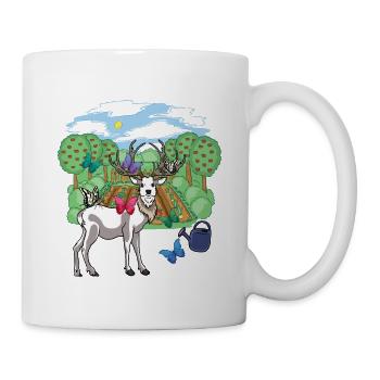 Rothirsch Wild Rehbock Schmetterlinge Natur Garten - Tasse - Weiß - Rechts