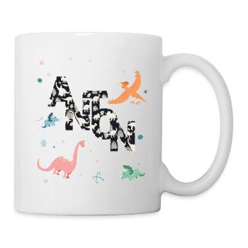 ANTON - Beautiful boy name with dinosaur - Mug - white - Right