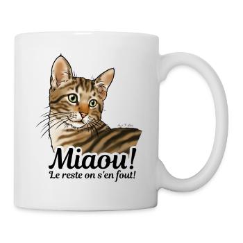 Chat tigré miaou avec texte noir - Mug blanc - blanc - Droite