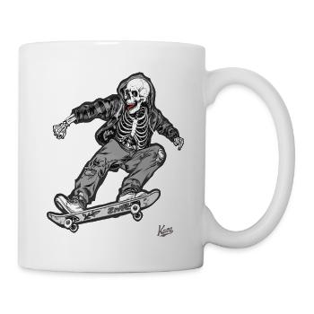 Dreckiger, fieser Skateboarder mit Totenkopf - Tasse - Weiß - Rechts