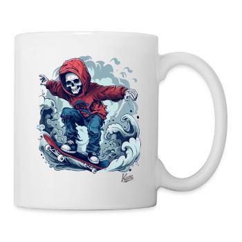 Cool skater skeleton skateboarding in the sky - Mug - white - Right