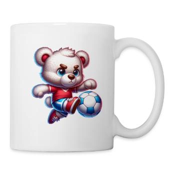 Süßer Teddybär spielt Fußball Comic Figur Kinder - Tasse - Weiß - Rechts