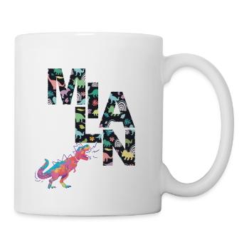 MILAN - Schöner Jungen Name mit Dinosaurier - Tasse - Weiß - Rechts