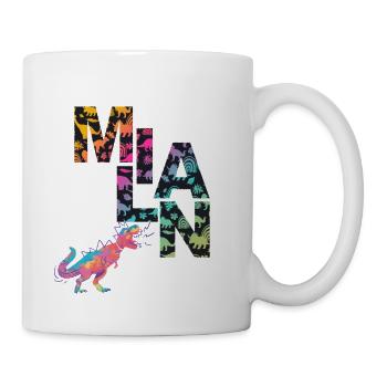 MILAN - Schöner Jungen Name mit Dinosaurier - Tasse - Weiß - Rechts