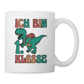 Dino Erste Klasse Schulkind Schulbeginn Einschulun - Tasse - Weiß - Rechts