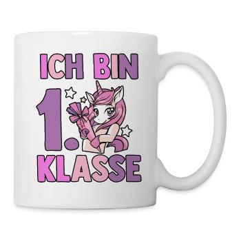 Einhorn Erste Klasse Schulkind Schulbeginn Einschu - Tasse - Weiß - Rechts