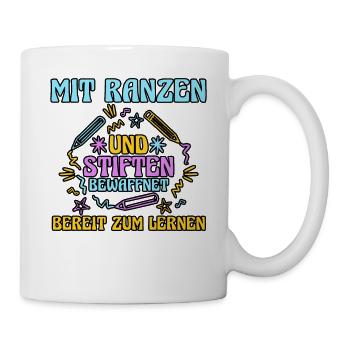 Kita Abgänger Schulanfang Schulkind Dino Einschulu - Tasse - Weiß - Rechts