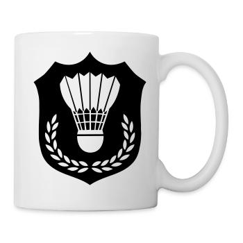 badminton wappen - Tasse - Weiß - Rechts
