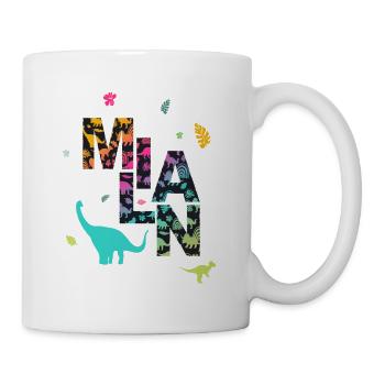 MILAN - Schöner Jungen Name mit Dinosaurier - Tasse - Weiß - Rechts