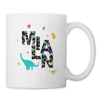MILAN - Schöner Jungen Name mit Dinosaurier - Tasse - Weiß - Rechts