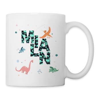 MILAN - Schöner Jungen Name mit Dinosaurier - Tasse - Weiß - Rechts