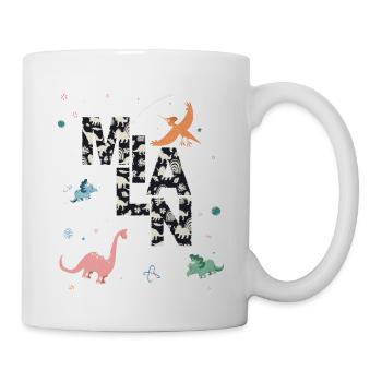 MILAN - Schöner Jungen Name mit Dinosaurier - Tasse - Weiß - Rechts