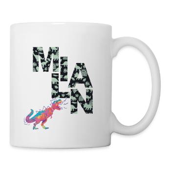 MILAN - Schöner Jungen Name mit Dinosaurier - Tasse - Weiß - Rechts