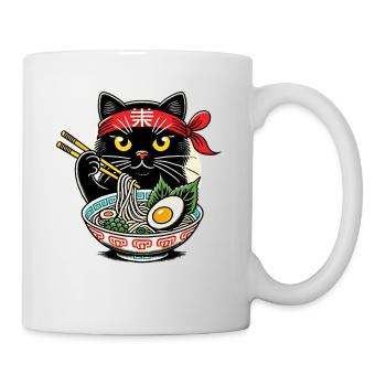 Cat, Ramen, Japanese Noodles, Funny Kawaii - Mug - white - Right