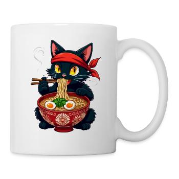 Cat, Ramen, Japanese Noodles, Funny Kawaii - Mug - white - Right