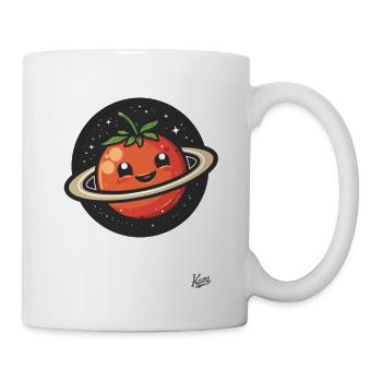 Fröhlicher Tomaten-Planet im Weltraum - Tasse - Weiß - Rechts