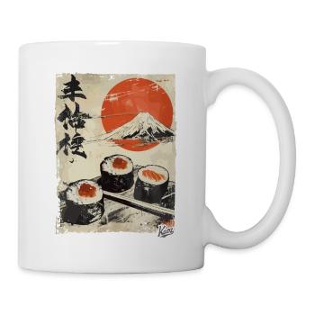 Mount Fuji und köstliches Sushi - Tasse - Weiß - Rechts