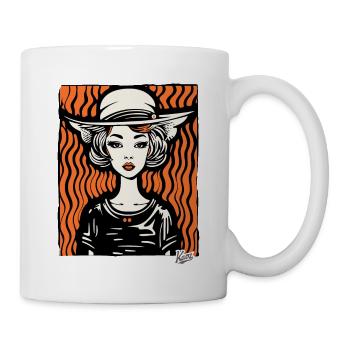 Eine Dame mit Hut - Tasse - Weiß - Rechts