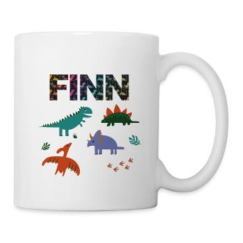 FINN - Schöner Jungen Name mit Dinosaurier - Tasse - Weiß - Rechts