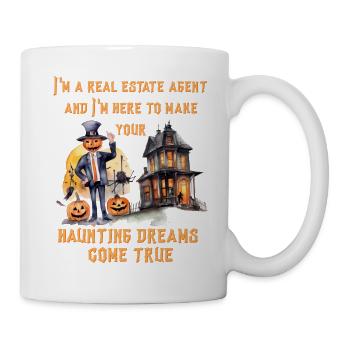 Immobilien Makler Halloween Real estate agent Spaß - Tasse - Weiß - Rechts