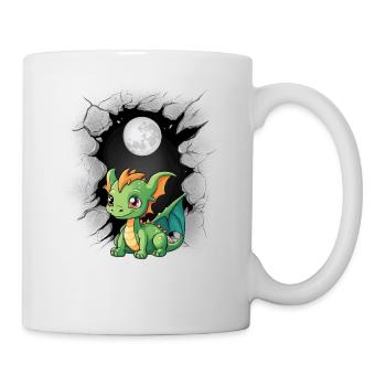 Vollmond Drache Drachen Mond Fabelwesen - Tasse - Weiß - Rechts