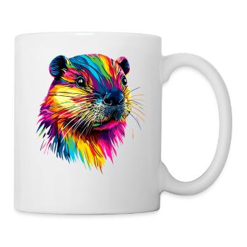 Beaver Colorful Rainbow Popart Rodents Cute Beaver - Mug - white - Right