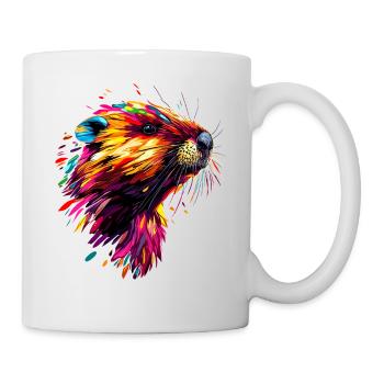 Beaver Colorful Rainbow Popart Rodents Cute Beaver - Mug - white - Right