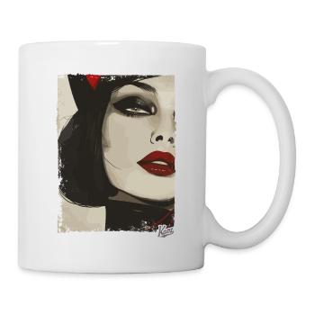Vintage cat girl in black suit - Mug - white - Right