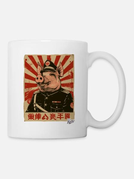Propaganda-Stil Schwein - Tasse - Weiß