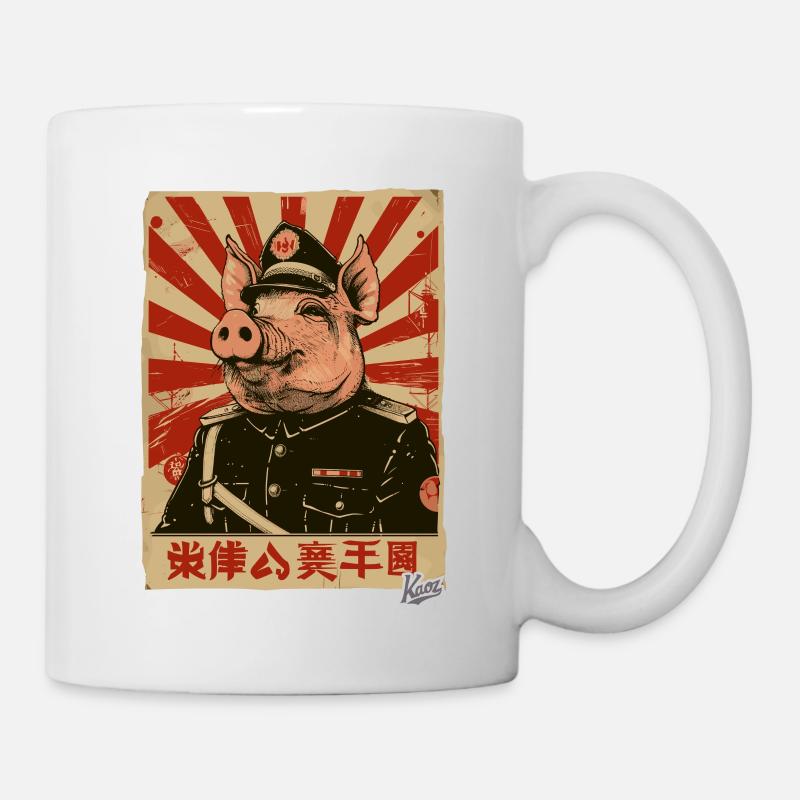 Propaganda-Stil Schwein - Tasse - Weiß