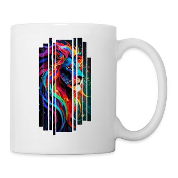 Mehrfarbiger geometrischer Löwe - Tasse - Weiß - Rechts