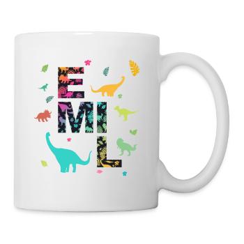 EMIL - Beautiful boy name with dinosaur - Mug - white - Right