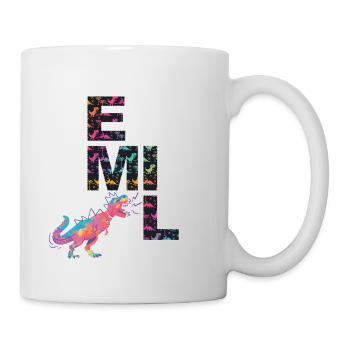 EMIL - Beautiful boy name with dinosaur - Mug - white - Right