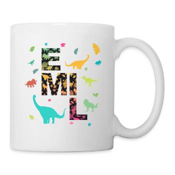 EMIL - Beautiful boy name with dinosaur - Mug - white - Right