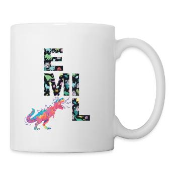 EMIL - Beautiful boy name with dinosaur - Mug - white - Right