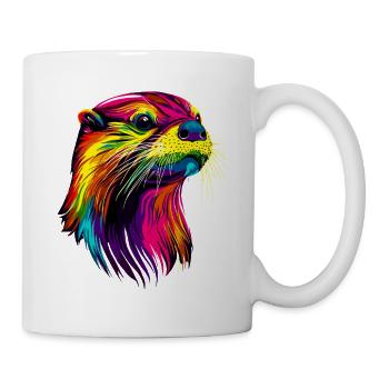 Loutre arc-en-ciel coloré Loutre de mer Martre Loutre mignonne - Mug blanc - blanc - Droite
