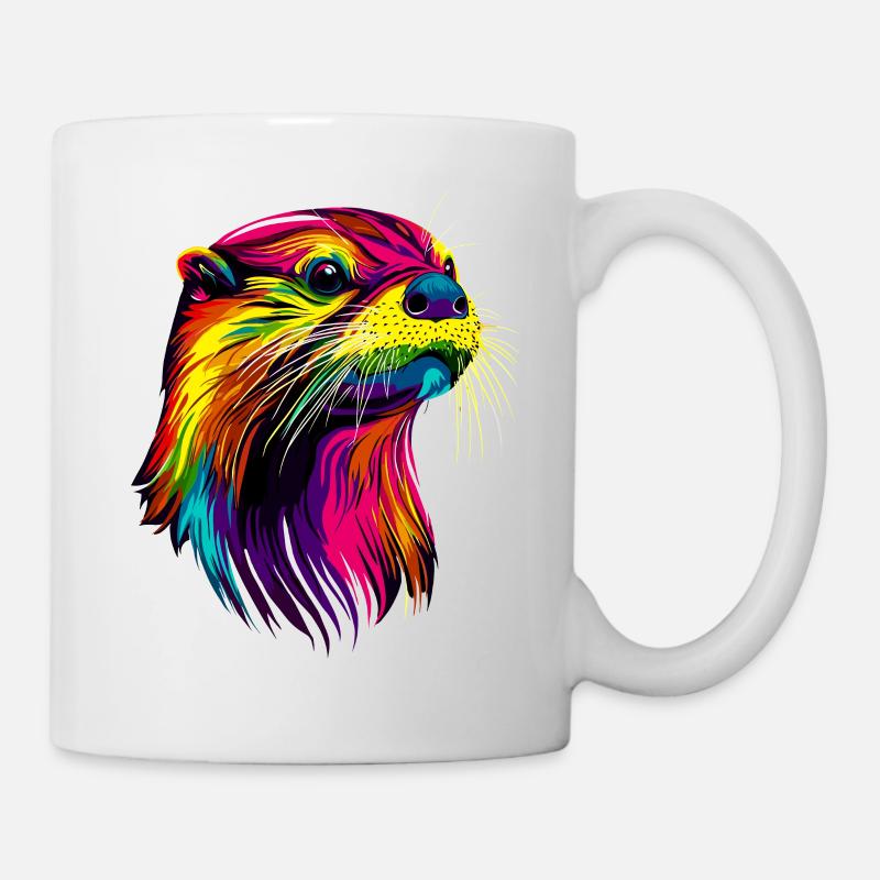Otter Bunt Regenbogen Seeotter Marder Süße Otter - Tasse - Weiß